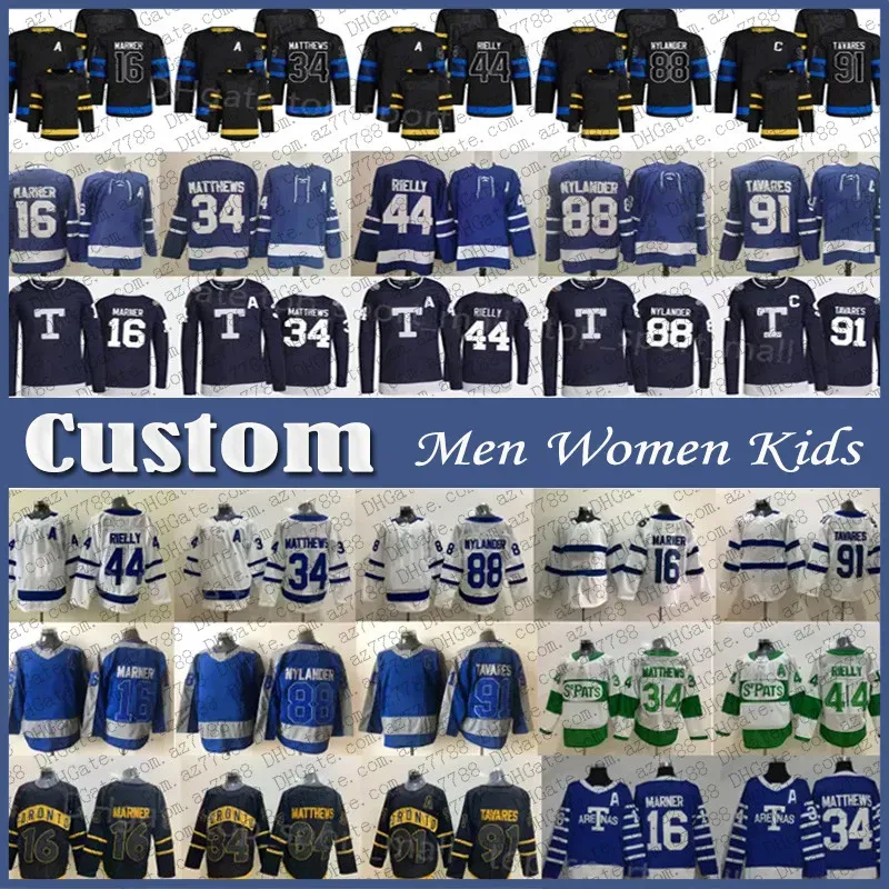 CUSTOM Custom Toronto Maple''Leafs''34 Auston Matthews Mitchell Marner Hockey Jersey John Tavares Ryan OReilly Morgan Rielly William Nylande
