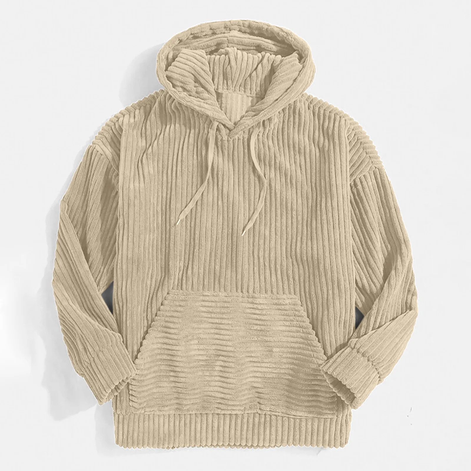Men's Hoodies Sweatshirts 2023 Sweater Thickened Corduroy Long Sleeve Solid Kangaroo Pocket Shoulder Hoodie 231021