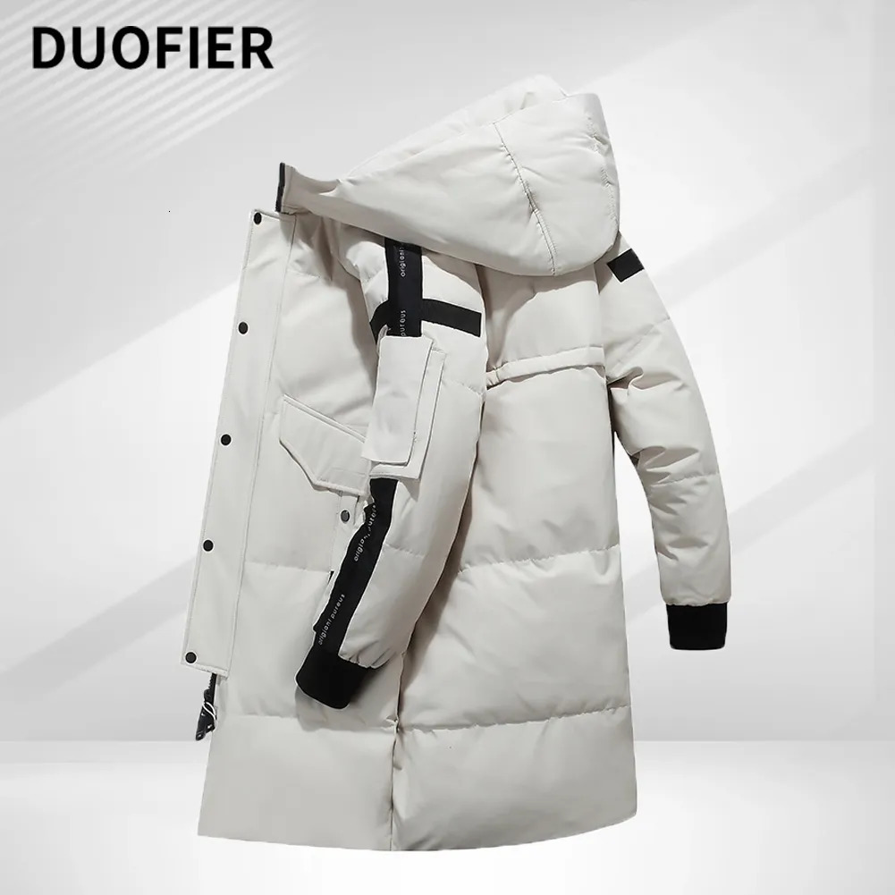 Men's Vests Korean Long Down Coat Fashion Patchwork Casual Overcoat Slim Hooded Fleece Warm Jacket Streetwear Camouflage Male Coats 231020
