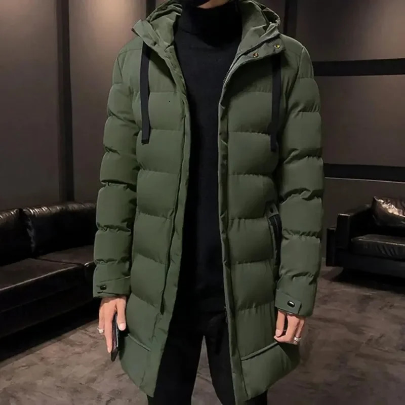Men's Down Parkas 2023 Winter Men Long Jackets Windbreaker Hooded Coat Casual Outerwear Male Jacket Cotton Padded Coats 231020