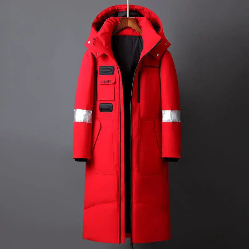 Men's Vests Winter Men Long White Duck Down Jackets Hooded 2023 Fashion Thicken Warm Overcoats Loose Coats Man Parkas Black Red xfewsddcg 231020