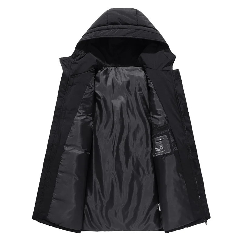 Men's Vests Winter Long Down Jackets Casual Slim Hooded Thick Warm Outwear Coats Outdoor Camo Print Windproof Parkas 231020