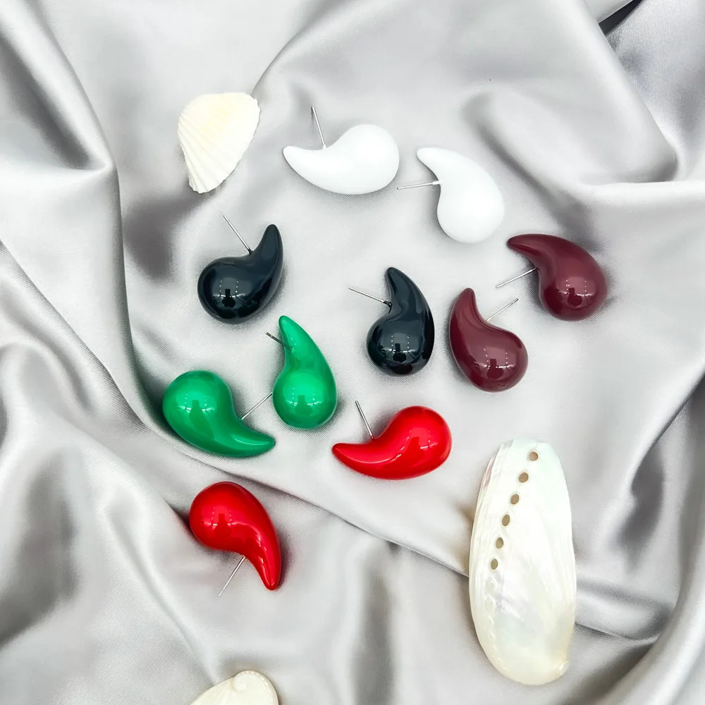 Stud INS Multicolor Enamel Dupes Teardrop Chunky Earrings for Women Girls Waterdrop Dome Drop Trend Jewelry 231020
