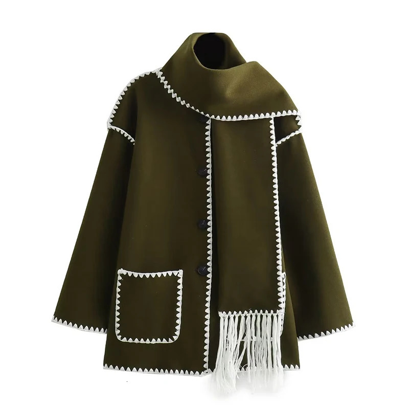 Jackets Autumn Winter Fashion Tassels Women's Loose Pocket Button Woolen For Women Casual Female Jacket Coat 231020