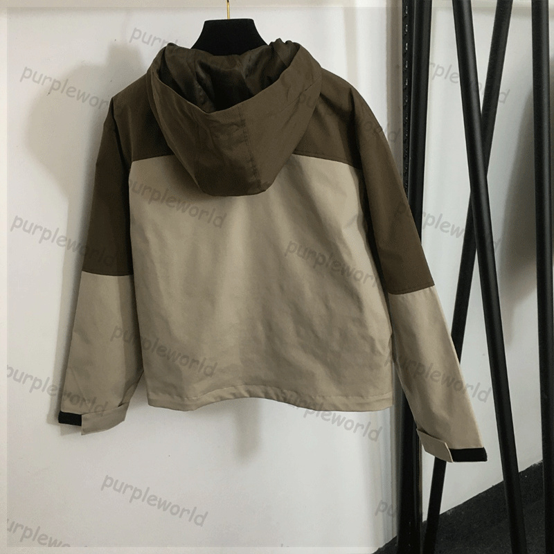 Trench Coat Couple Long Sleeve Hooded Short Trench Coat Casual Color Matching Design Storm Jacket