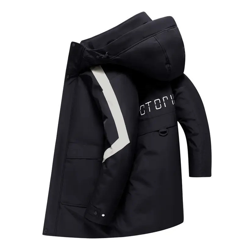 Men's Vests White Duck Down Coat Men Puffer Jackets Mediumlength Hooded Winter Wear Handsome Coats Parka Man Jacket 231020