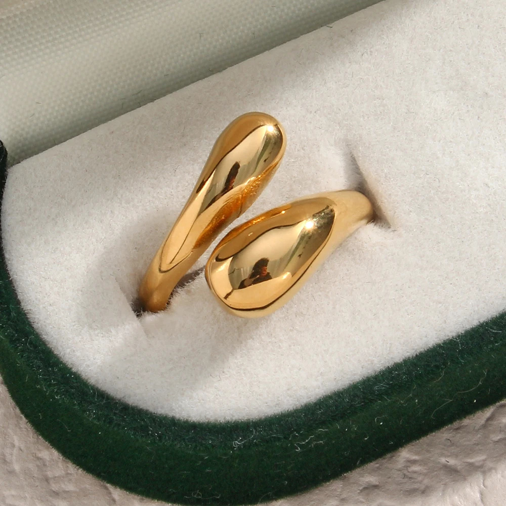 Band Rings Fine Polished Stainless Steel 18K Gold Plated Adjustable Snake Ring For Lady Female Glossy Party 231020
