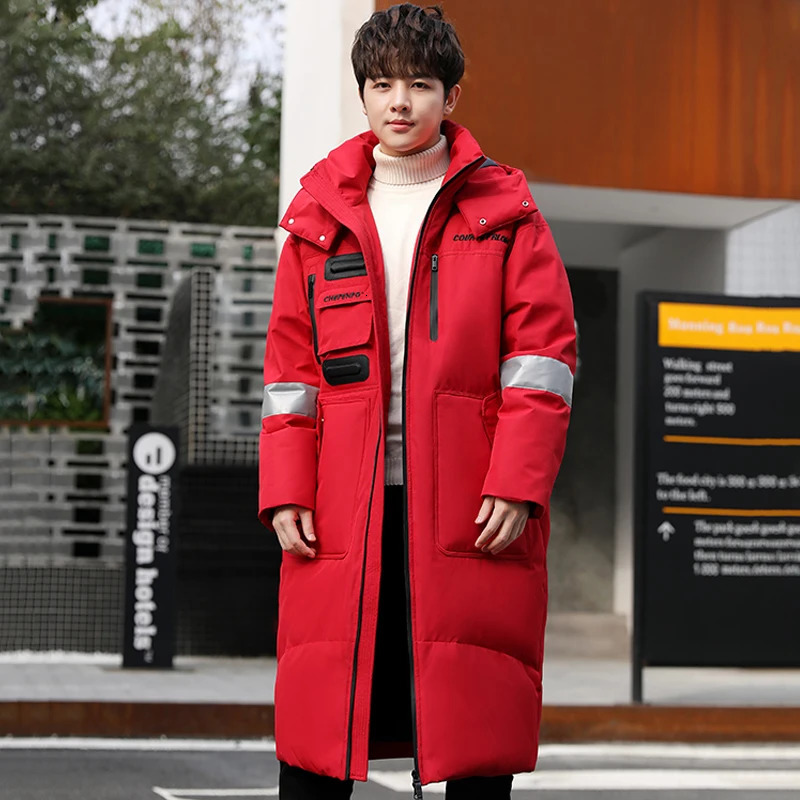 Men's Vests Winter Men Long White Duck Down Jackets Hooded 2023 Fashion Thicken Warm Overcoats Loose Coats Man Parkas Black Red xfewsddcg 231020