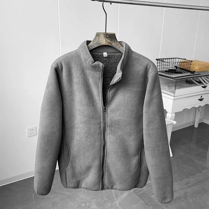 Mens Jackets Winter Fleece Jacket Solid Color Sherpa Casual Coat Thick Warm Stand Collar Zip Up Outdoor Windbreak soft Comfortable 231020