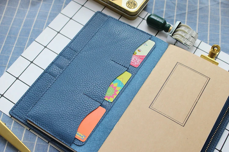 Notepads Fromthenon Litchi Grain Leather Travelers Notebook Card Bag Storage Bag For Midori Traveler's Notebook Vintage Retro Accessories 231020