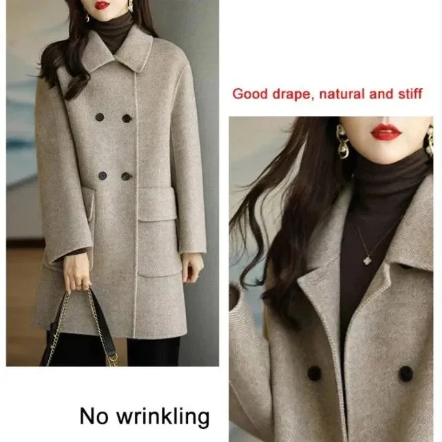 Womens Wool Blends Autumn Winter Women Woolen Coat Large Size Loose Coats Doublebreasted Cashmere Long Overcoat Female 231020