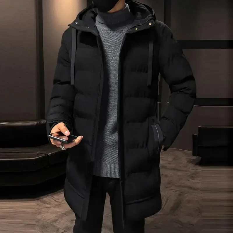 Men's Down Parkas 2023 Winter Men Long Jackets Windbreaker Hooded Coat Casual Outerwear Male Jacket Cotton Padded Coats 231020