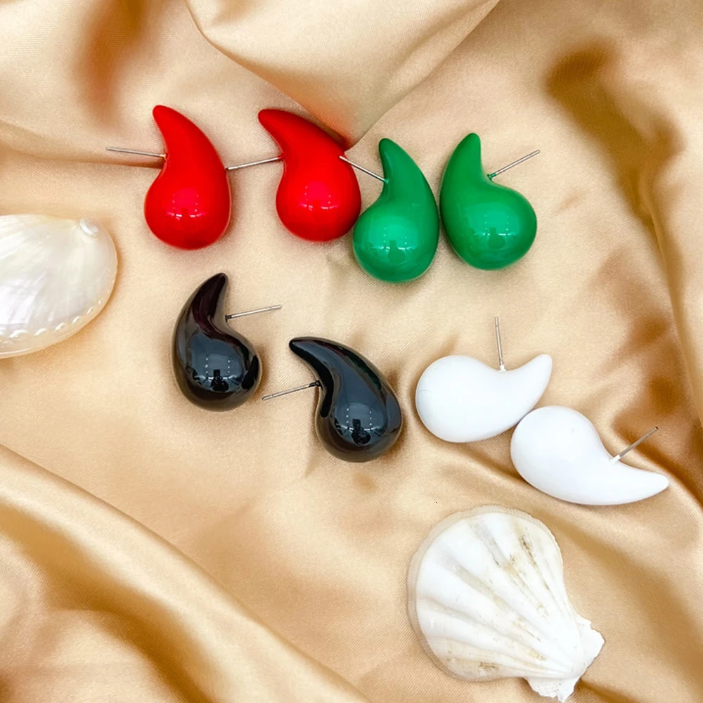 Stud INS Multicolor Enamel Dupes Teardrop Chunky Earrings for Women Girls Waterdrop Dome Drop Trend Jewelry 231020