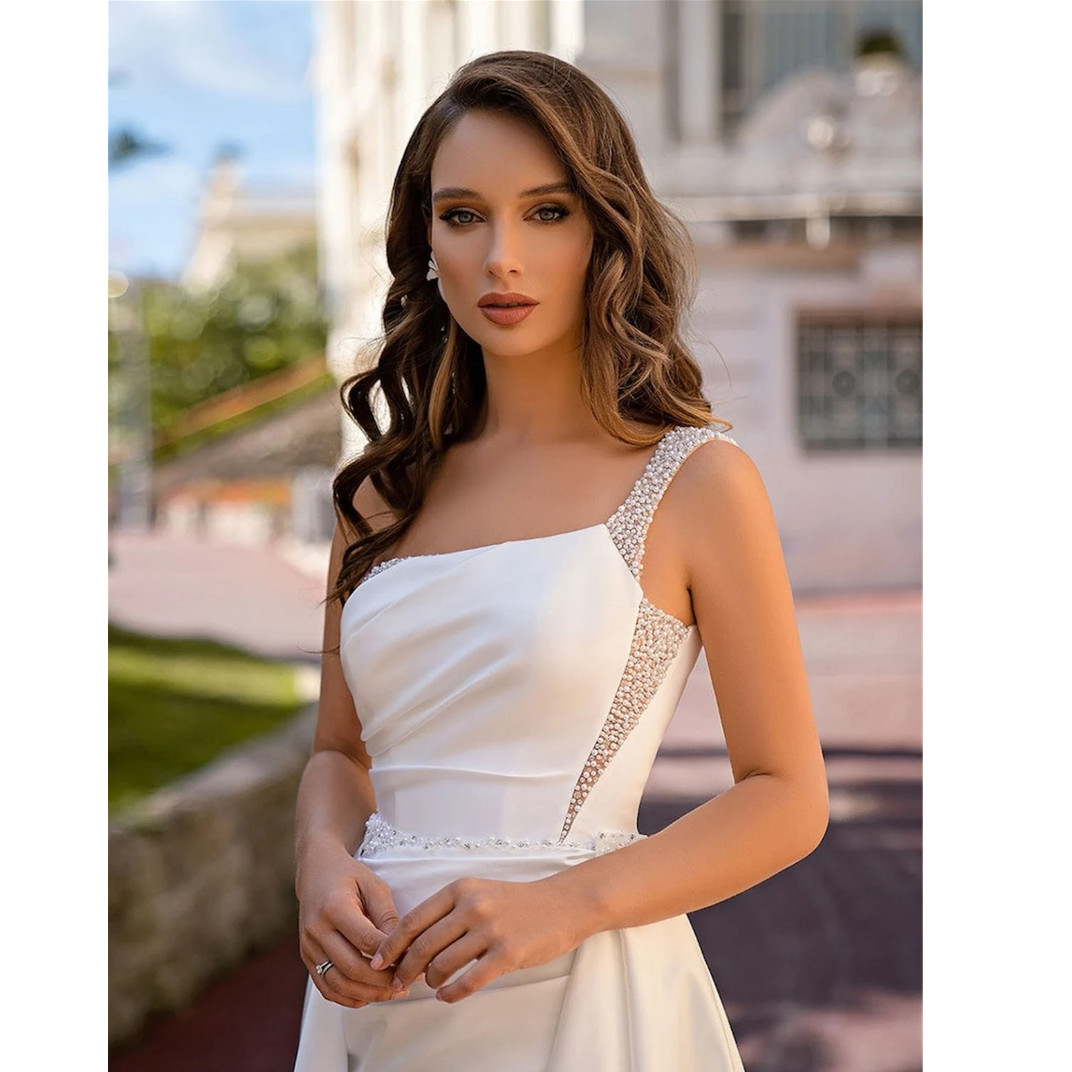 Sleeves Mermaid wedding Gowns Detachable Train One Shoulder Lace Appliqued robes Buttons Back Wedding Dresses