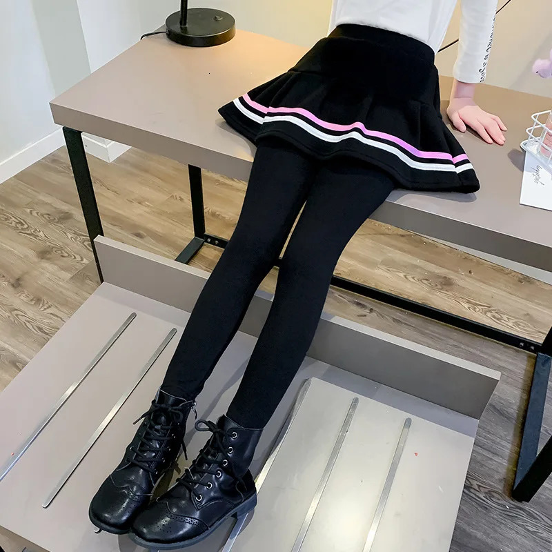 Pantskirt Spring Aurumn Gilrs Stripe Thin Leggings Girls Skirt-pants Cake Skirt Children 3-14 Year Pants Kids Leggings 231020