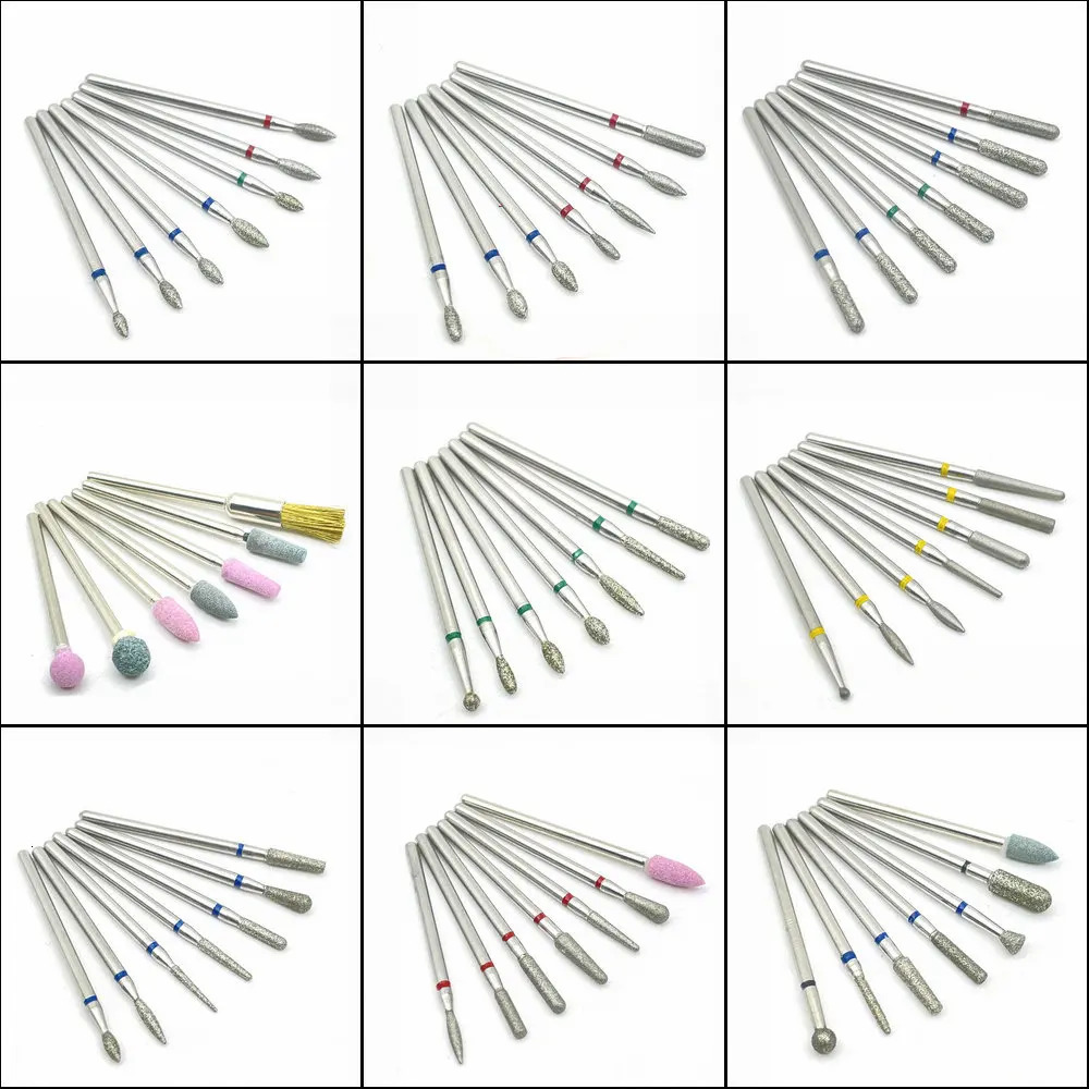 Nail Manicure Set 7pcs Diamond Drill Bit Rotary Electric Milling Cutters For Pedicure Files Cuticle Burr Tools Accessories 231020
