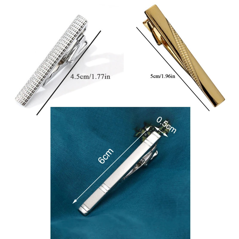 Cuff Links Metal Silver Color Tie Clip For Men Wedding Necktie Clasp Gentleman Ties Bar Crystal Pin Mens Accessories 231020