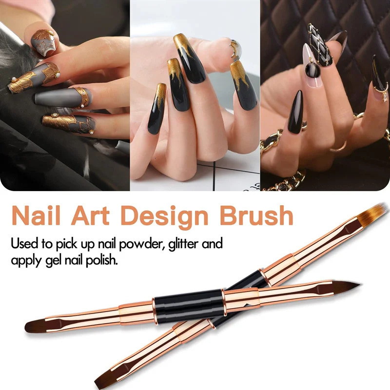 Makeup Tools Professional Nail Art Brush Set 5pcs Double Ended Brushes For Long Lines Thin Liner Nails Detail 231020
