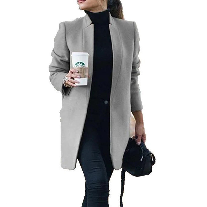 Womens Suits Blazers Fall winter style European and American fashion solid color stand-up collar women woolen coat 231020
