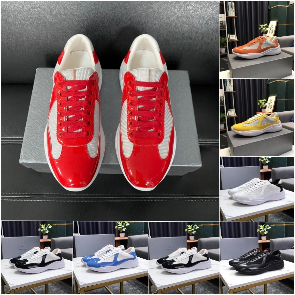 Casual Runner Sports Shoes & Cup Low Top Sneakers Shoes Men Rubber Sole Fabric Patent Leather Trainer With Box XX0911