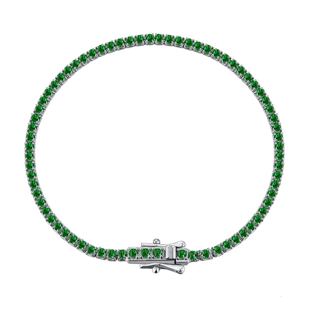 Bangle Wong Rain 925 Sterling Silver Lab Sapphire Emerald Ruby High Carbon Diamonds Gemstone Tennis Chain Bracelet Bangle Fine Jewelry 231020