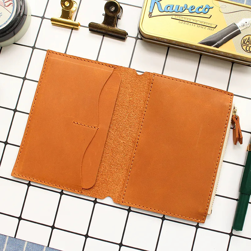 Notepads Fromthenon Litchi Grain Leather Travelers Notebook Card Bag Storage Bag For Midori Traveler's Notebook Vintage Retro Accessories 231020