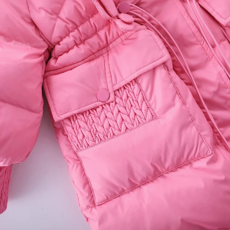Down Coat Girls Winter Jacket Down Cotton Padded Warm Thickened Child Coat Fashion Hooded Large Wool Collar Outerwear Kids Parkas 231020