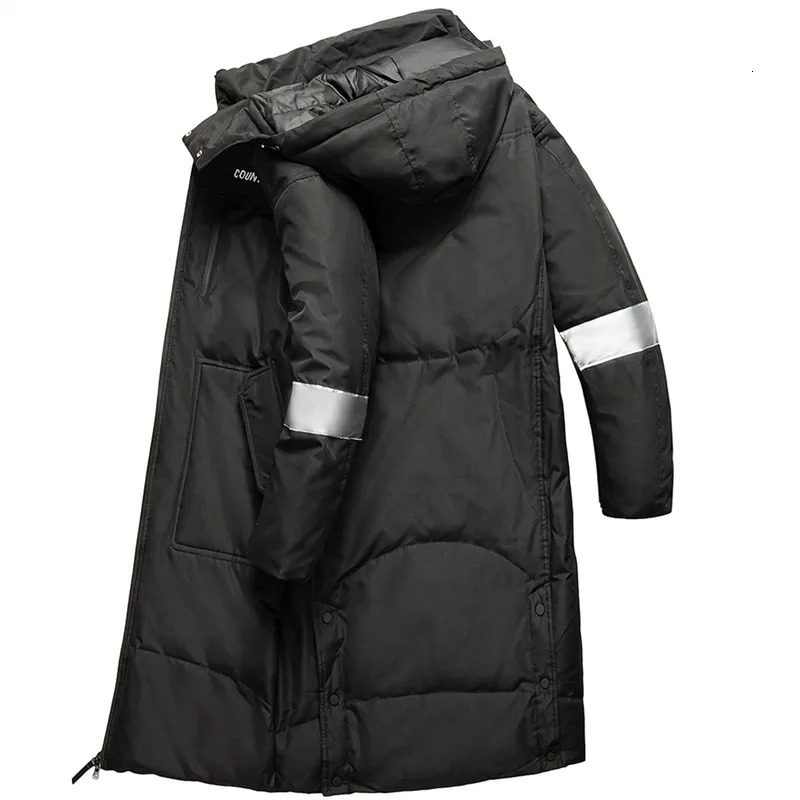 Men's Vests Winter Mens Down Jackets Fashion Long White Duck Jacket Men Warm Hooded Windbreak Outerwear Coats Clothing 231020