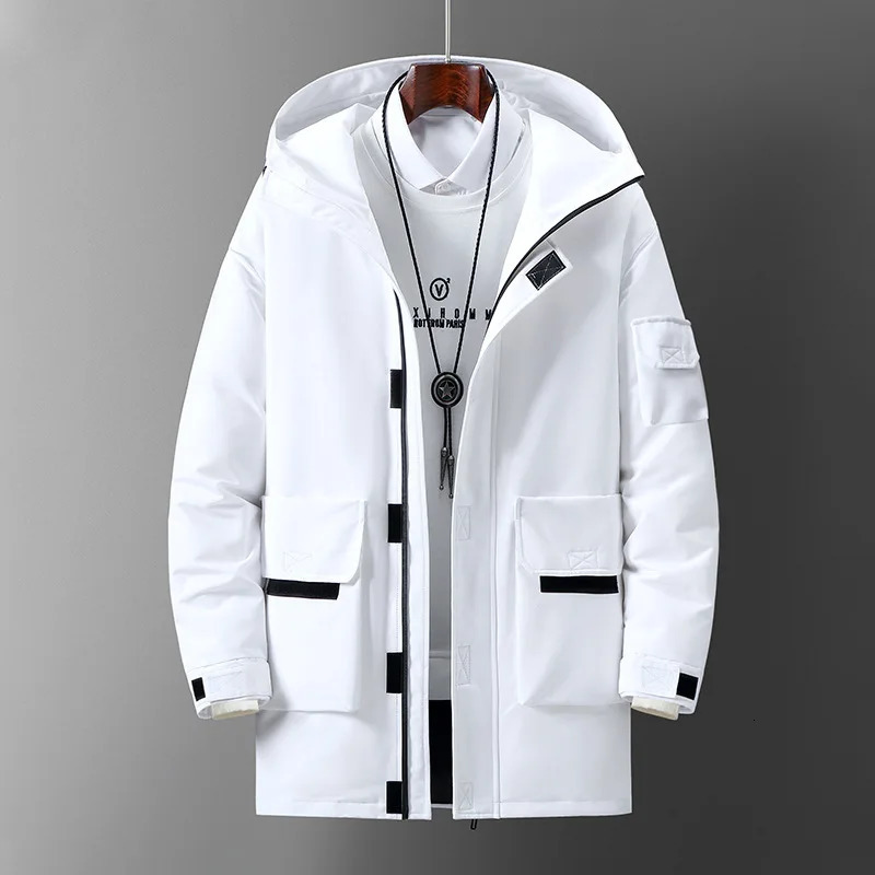 Men's Vests Winter Long Down Jackets Casual Slim Hooded Thick Warm Outwear Coats Outdoor Camo Print Windproof Parkas 231020