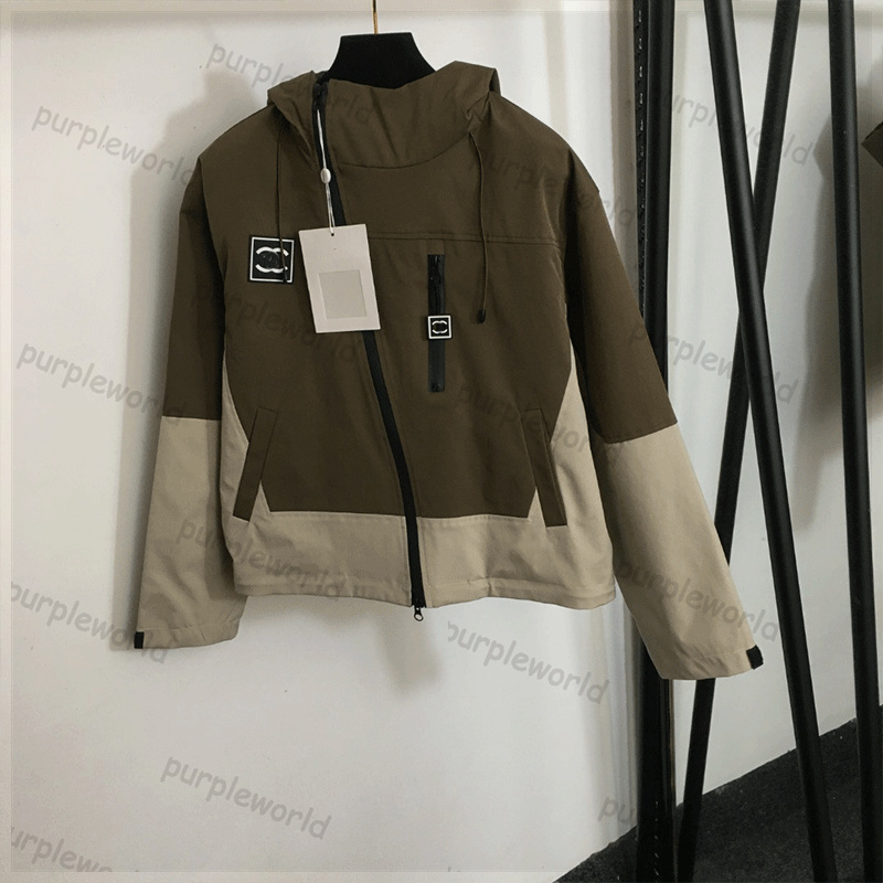 Trench Coat Couple Long Sleeve Hooded Short Trench Coat Casual Color Matching Design Storm Jacket