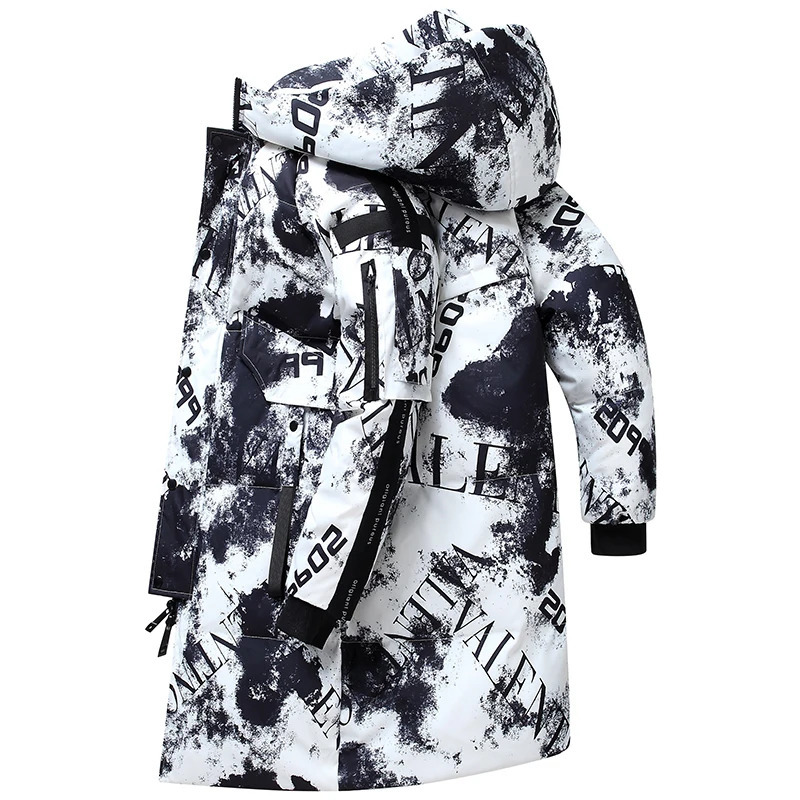 Men's Vests Korean Long Down Coat Fashion Patchwork Casual Overcoat Slim Hooded Fleece Warm Jacket Streetwear Camouflage Male Coats 231020