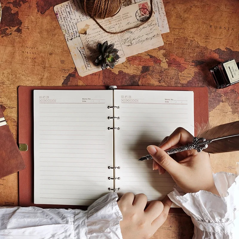 Notepads Retro A6/A5/B5 Soft Pu Leather Travel Journal Notebook 80 Sheets Loose-leaf Binder Diary Agenda Planner School Stationery 231020 - view 5