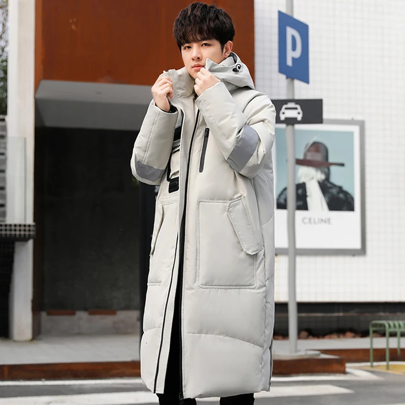 Men's Vests Winter Men Long White Duck Down Jackets Hooded 2023 Fashion Thicken Warm Overcoats Loose Coats Man Parkas Black Red xfewsddcg 231020