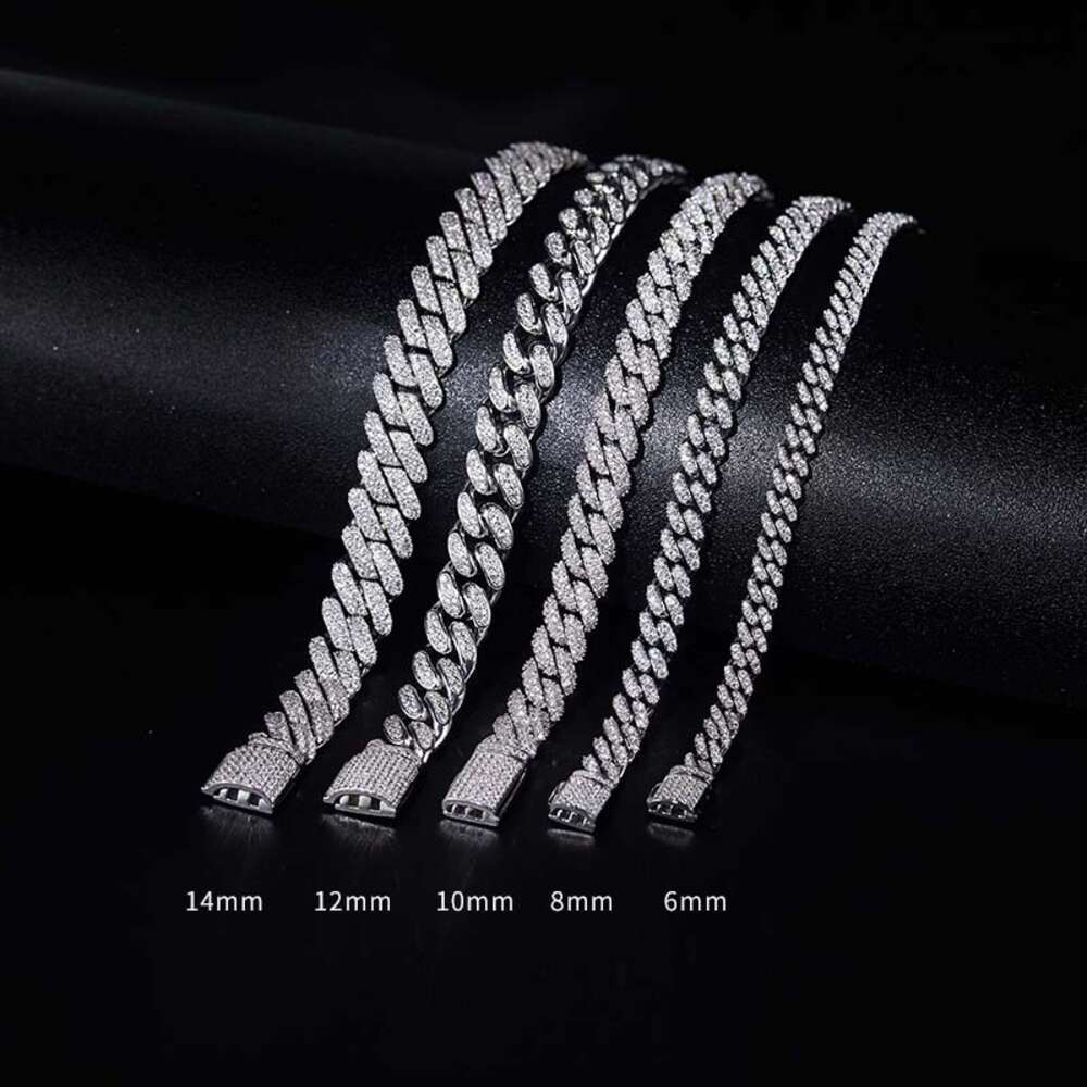 10mm 12mm 14mm Wholesale Price Best Quality 925 Silver Custom Bracelet Jewelry 6mm 8mm Iced Out Moissanite Cuban Link Chain