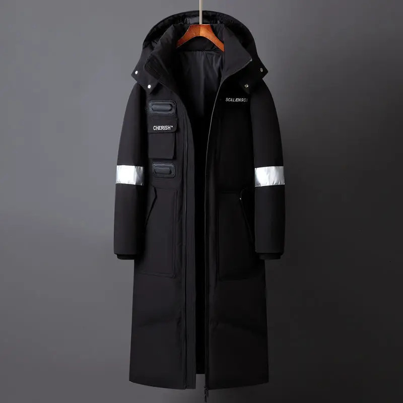 Men's Vests Winter Men Long White Duck Down Jackets Hooded 2023 Fashion Thicken Warm Overcoats Loose Coats Man Parkas Black Red xfewsddcg 231020