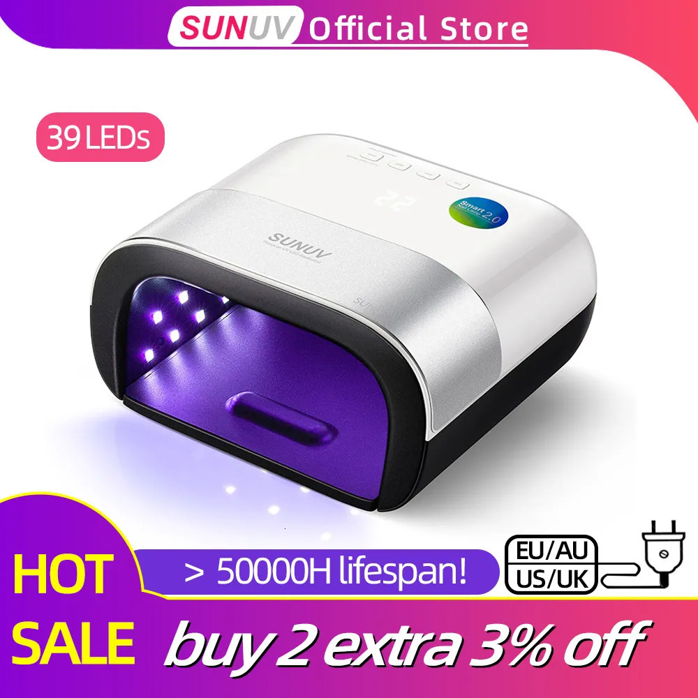 Nail Dryers SUNUV SUN3 Dryer Smart 2 0 48W UV LED Lamp with Timer Memory Invisible Digital Display Drying Machine 231020