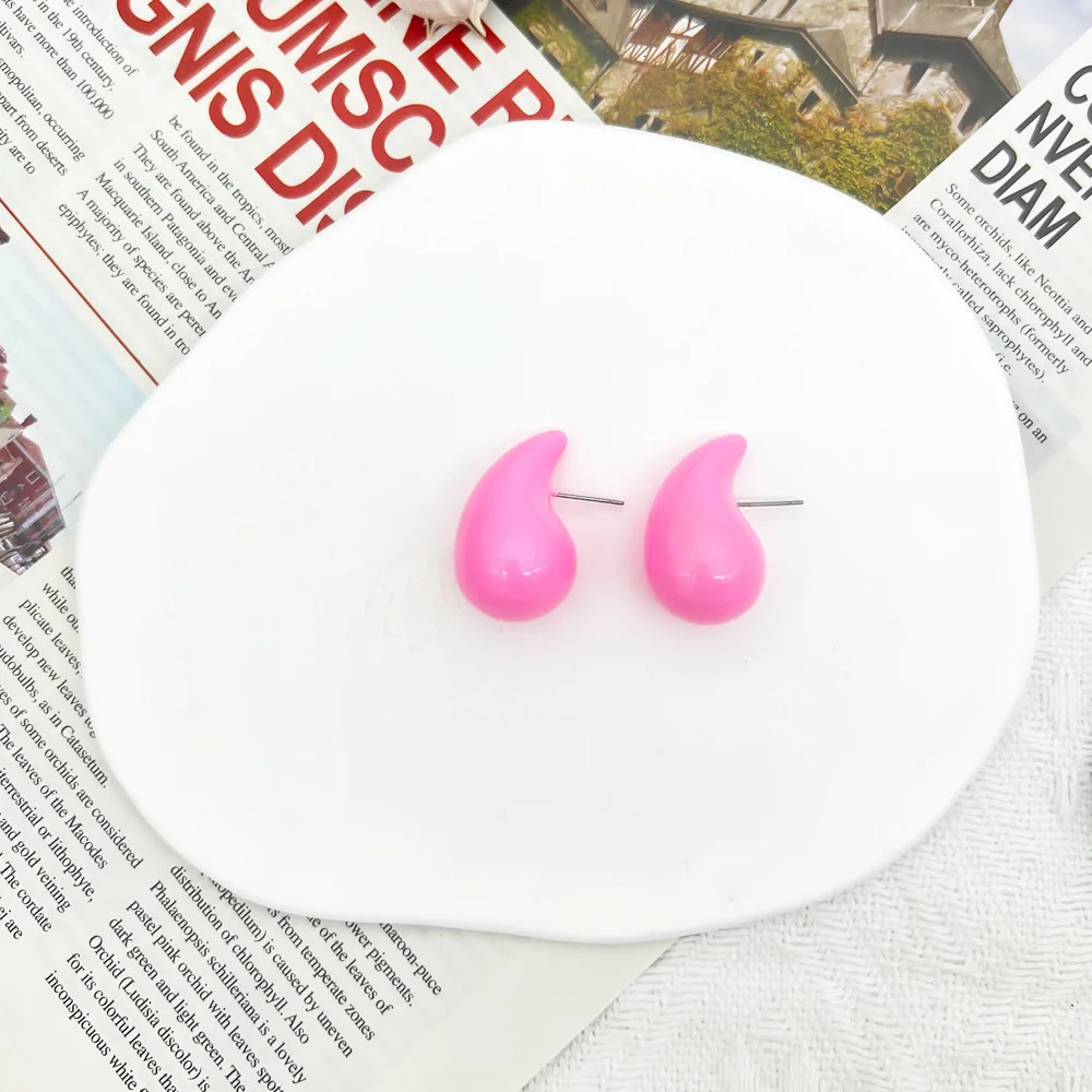 Stud INS Multicolor Enamel Dupes Teardrop Chunky Earrings for Women Girls Waterdrop Dome Drop Trend Jewelry 231020