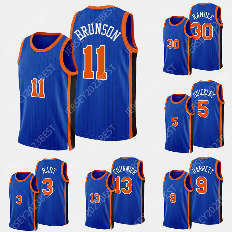 2023 24 NEW City Obi Toppin RJ Barrett Jalen Brunson Basketball Jersey Julius Randle New Yorks Evan Fournier Knick Derrick Rose Cameron Reddish Men Women Youth XS-4XL