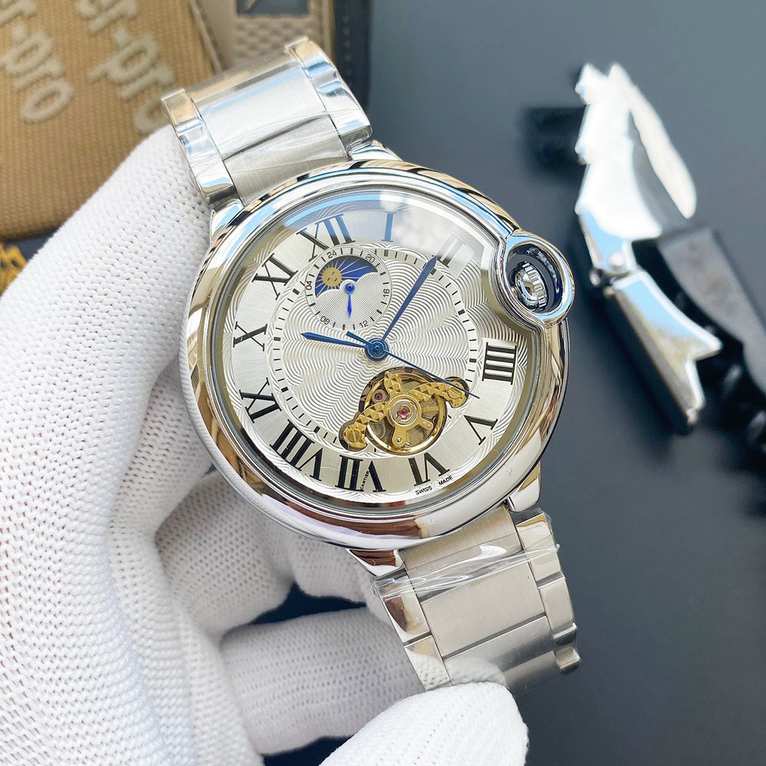 Mens Womens Watches CARTER Blue BALLON Roman Numerals Automatic Mechanical movement Wristwatches Leisure men tank watch