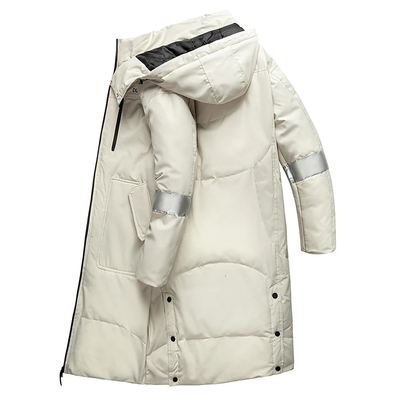 Men's Vests Winter Mens Down Jackets Fashion Long White Duck Jacket Men Warm Hooded Windbreak Outerwear Coats Clothing 231020