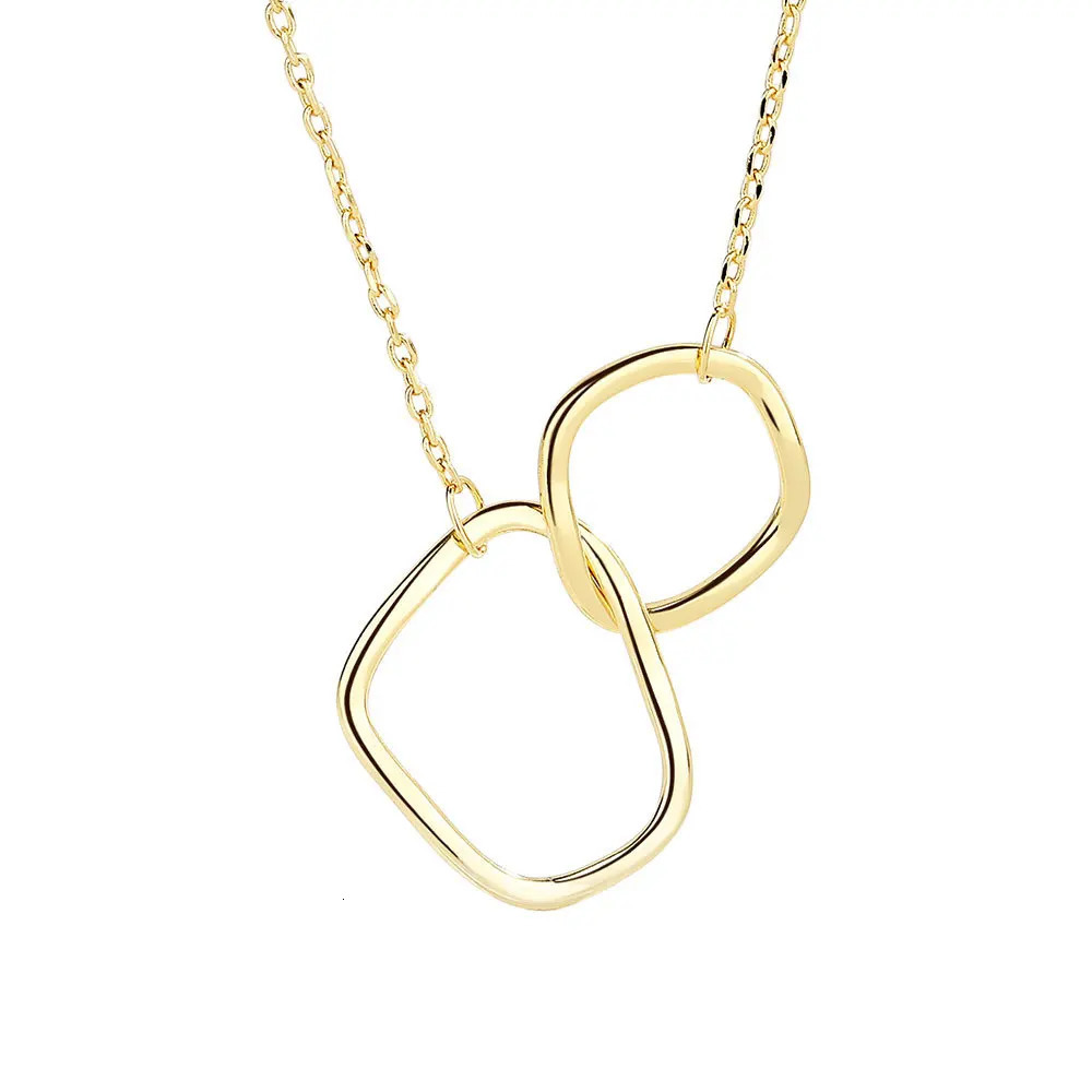Chokers 925 Sterling Silver Necklace For Women Circle Shape Gold Plated Trendy O Chain Chocker Chirstamas Gift Fine Jewlery 231021
