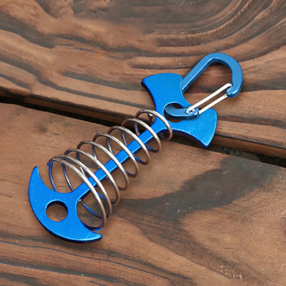 Outdoor Gadgets 10-30pcs Deck Anchor Pegs Fishbone Tent Stakes with Spring Buckle Windproof Aluminium Alloy Wind Rope Anchor Camping Tent Nail 231021