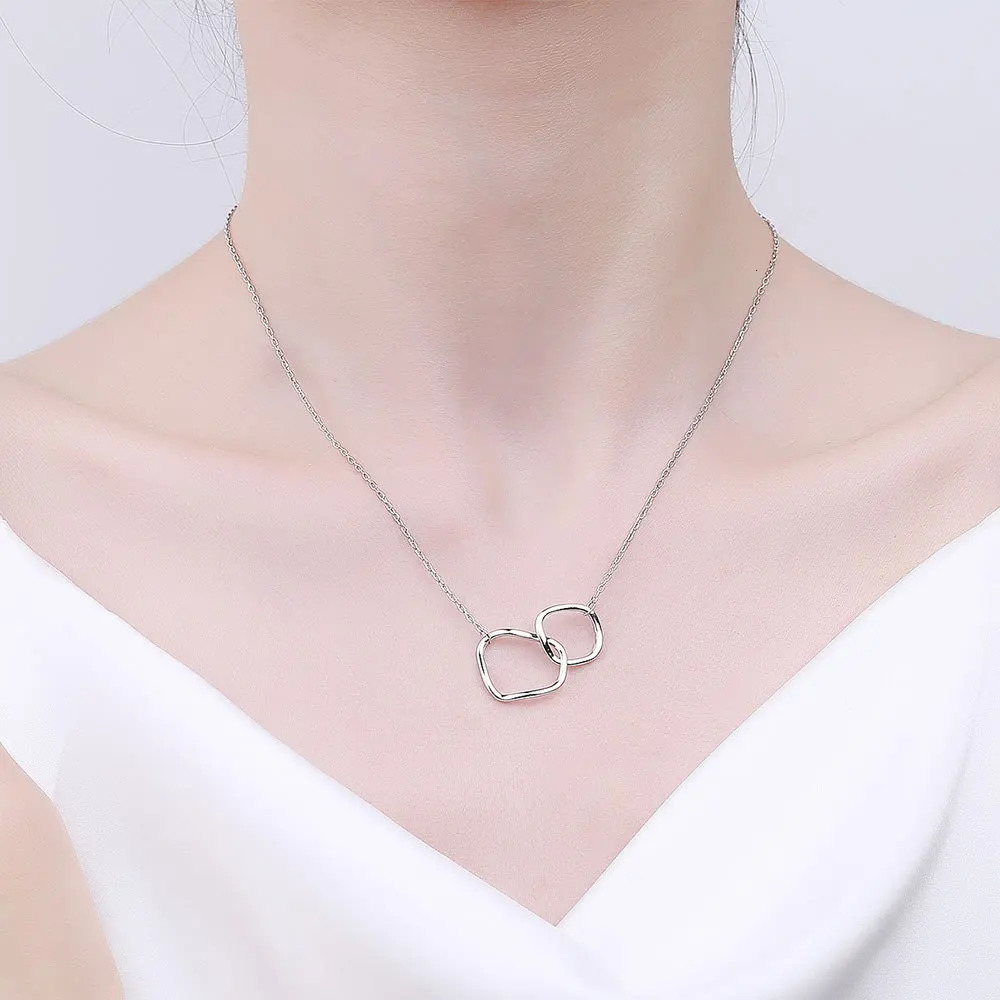 Chokers 925 Sterling Silver Necklace For Women Circle Shape Gold Plated Trendy O Chain Chocker Chirstamas Gift Fine Jewlery 231021