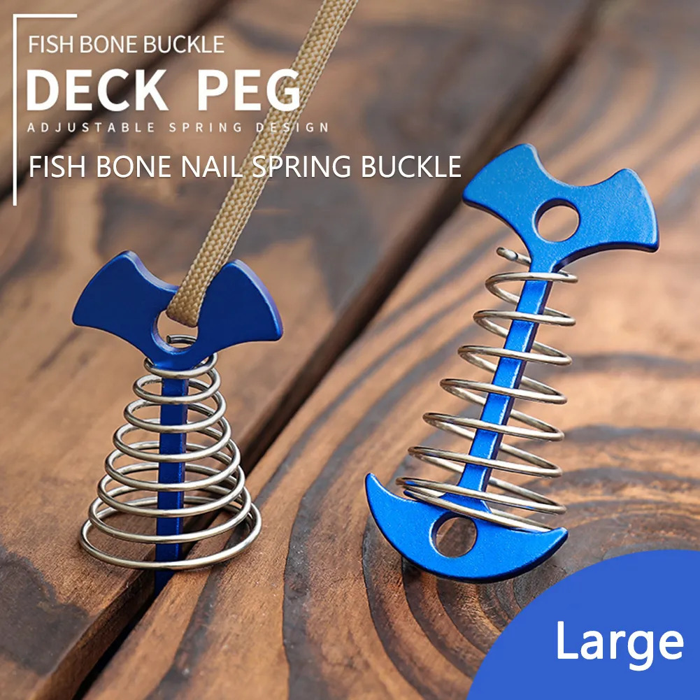 Outdoor Gadgets 10-30pcs Deck Anchor Pegs Fishbone Tent Stakes with Spring Buckle Windproof Aluminium Alloy Wind Rope Anchor Camping Tent Nail 231021