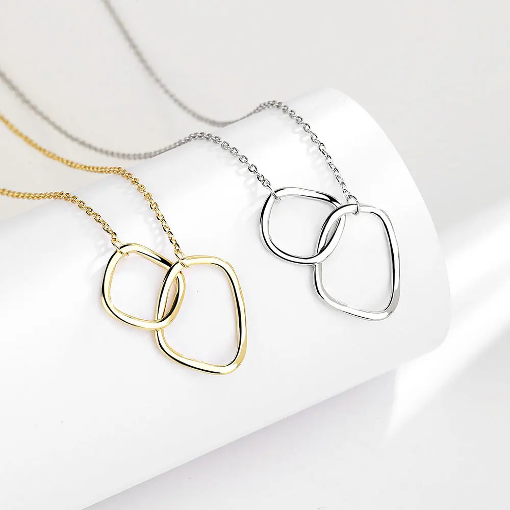 Chokers 925 Sterling Silver Necklace For Women Circle Shape Gold Plated Trendy O Chain Chocker Chirstamas Gift Fine Jewlery 231021