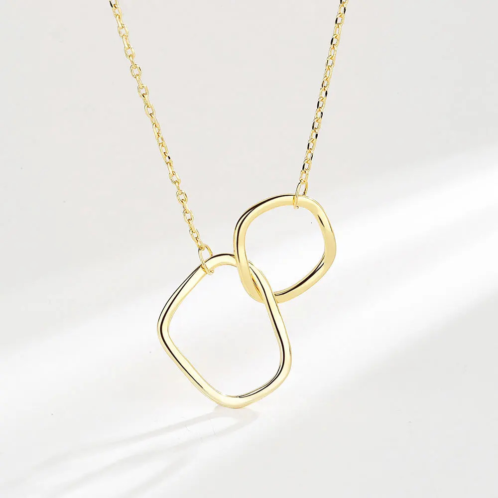 Chokers 925 Sterling Silver Necklace For Women Circle Shape Gold Plated Trendy O Chain Chocker Chirstamas Gift Fine Jewlery 231021