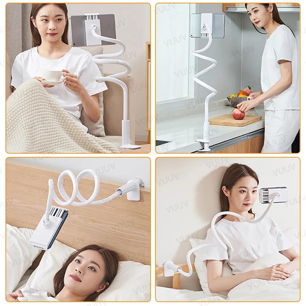 Phone Tablet PC Holder Bed Desk Flexible Long Arm Clamp Tablet Stand For iPad 10 9 8 7 Air Pro Max mini iPhone 12 13 14 15 Samsung Xiaomi MIX 10 11 12