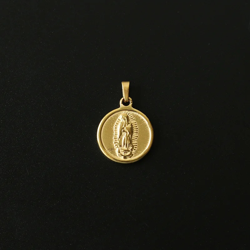 Pendant Necklaces Amaiyllis 18K Gold Portrait Coin Cross Peach Heart Angel Charms Vintage Pendant Accessories Wild For Women Diy 18k Necklaces 231021