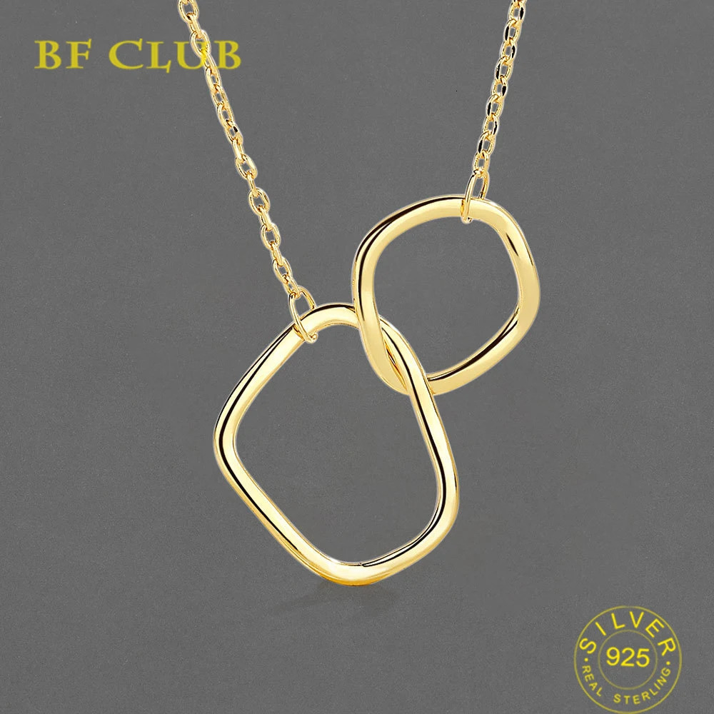 Chokers 925 Sterling Silver Necklace For Women Circle Shape Gold Plated Trendy O Chain Chocker Chirstamas Gift Fine Jewlery 231021