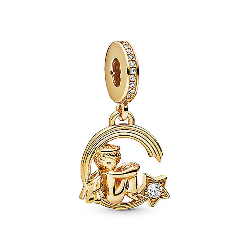 New 14k Gold Plated Bee Blue Eyes Charms 925 Silver Beads Fit Original Bracelets Bangles Women Jewelry Gifts DIY